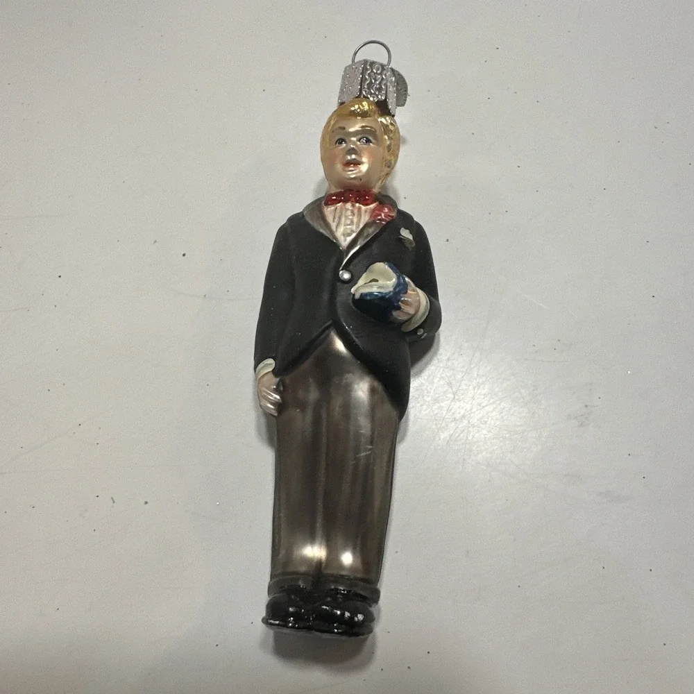 Blonde Groom Old World Christmas OWC Blown Glass‎ Wedding Ornament